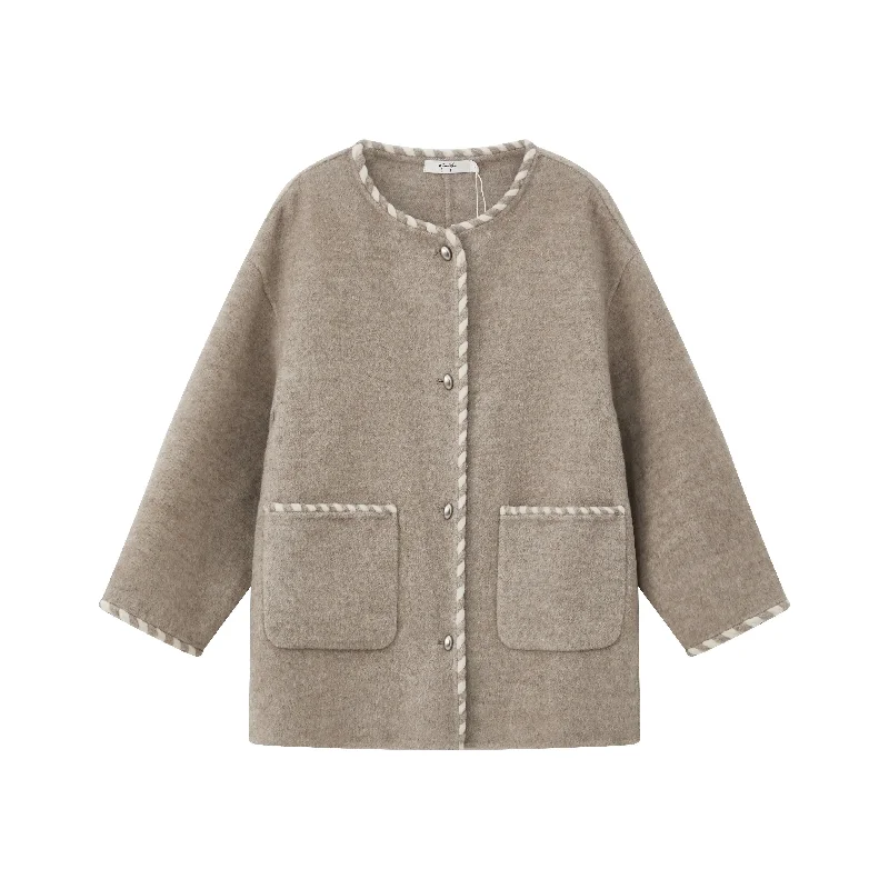 Women's Vintage-Inspired Outfit 2684Q Trimmed Wool Jacket