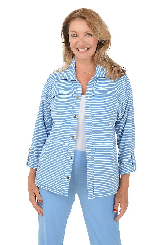 Flash Sale On Fashion – Act Fast Petite Casual Luxe Striped Snap-Front Jacket