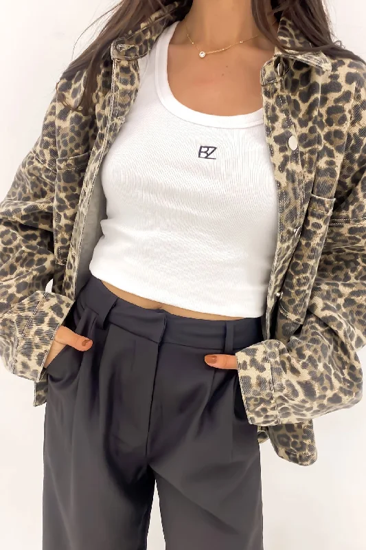 Women's Comfortable Garments Hamish Denim Jacket Leopard