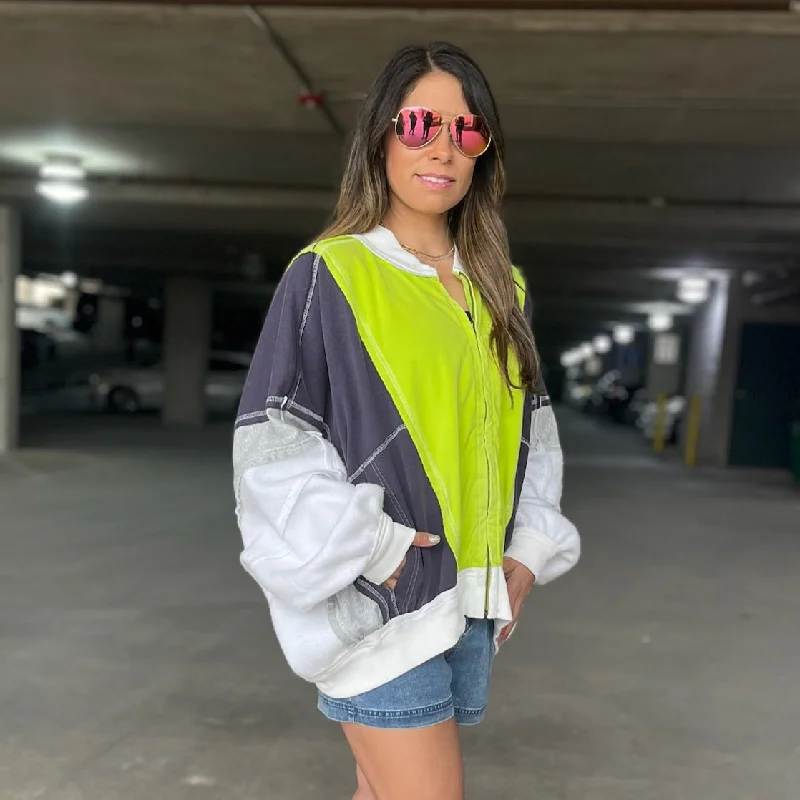 Affordable Women's Apparel City Layer Colorblock Zip Up Jacket