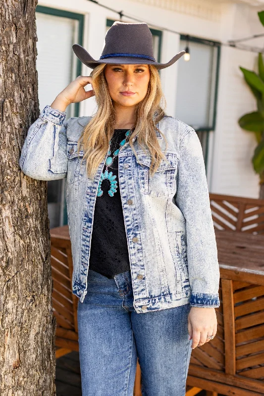 Women's Wedding Apparel Acid Wash Denim Jacket