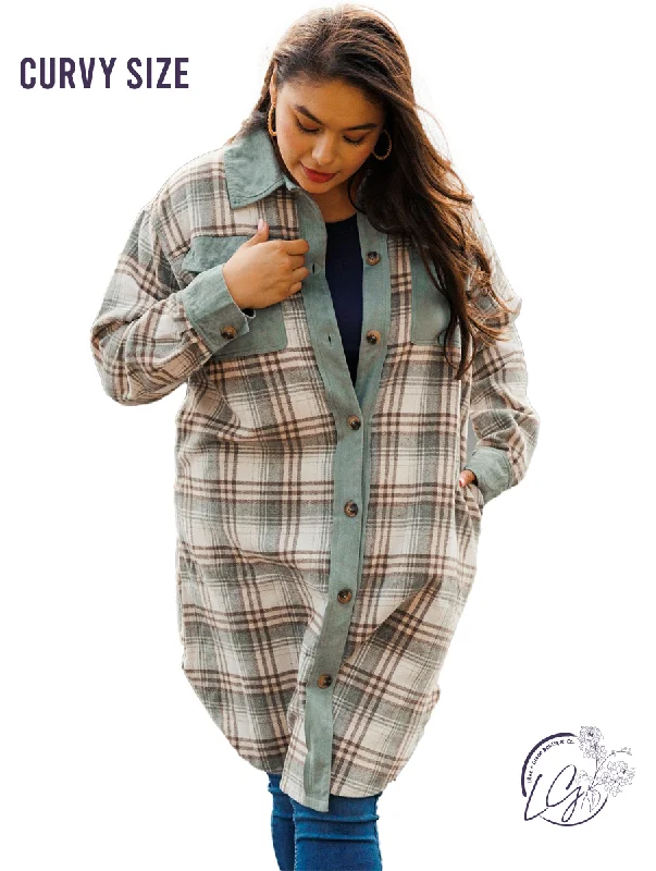 Stylish Women's Clothing Curvy Classic Checkered Longline Jacket