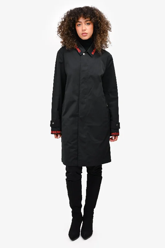 Exclusive Clothing Discounts – Upgrade Your Wardrobe For Less Burberry Black Cotton Red Logo Collared Trench Coat Size 44 Mens