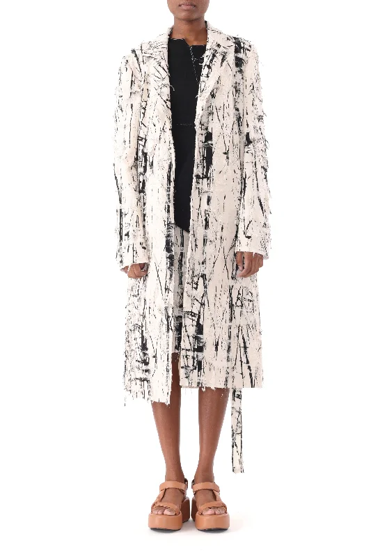 Comfortable Women's Apparel INK PATTEREND JACQUARD SINGLE BREASTED COAT