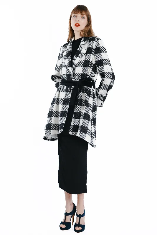 Formal Garments For Women Adela Luxe Wool Checkered A-Line Coat