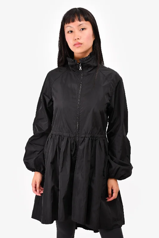 Limited-Stock Sale – Stylish Outfits At Lower Prices Adam Lippes Black Nylon Zip Rain Coat with Belt Size XS