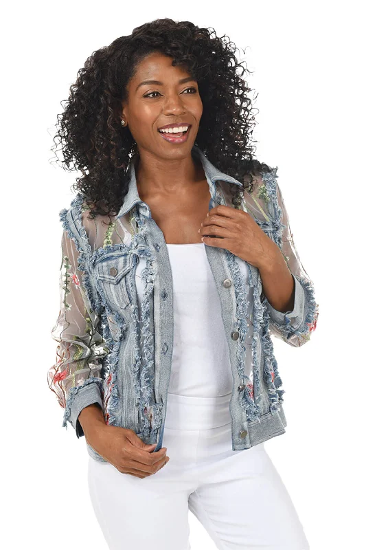 Huge Fashion Markdowns – Update Your Closet Now Floral Sheer Distressed Denim Jacket Huge Fashion Markdowns – Update Your Closet Now Floral Sheer Distressed Denim Jacket