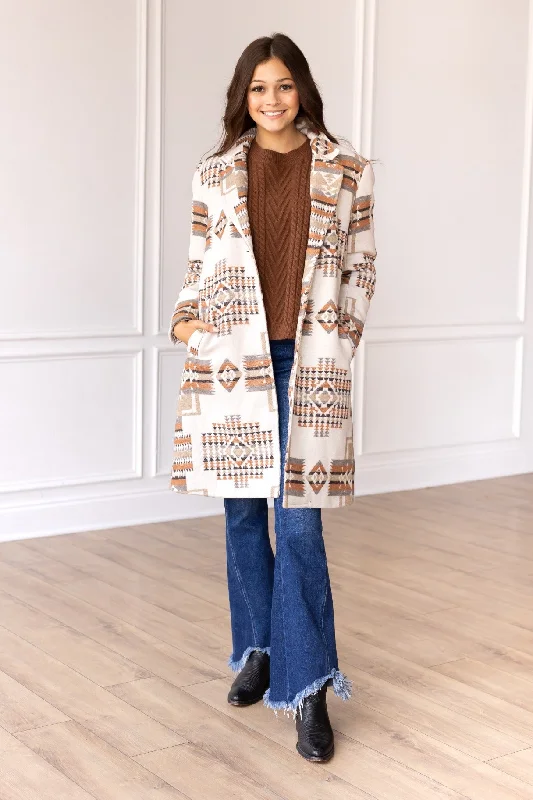 Women's Formal Event Clothing Southwest Sands Aztec Peacoat