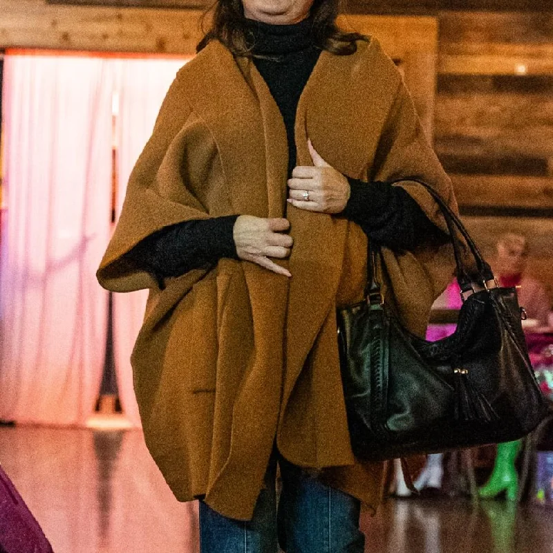 Women's Athletic Outfit Oh So Warm Oversized Soft Knit Hooded Poncho Coat - FINAL SALE