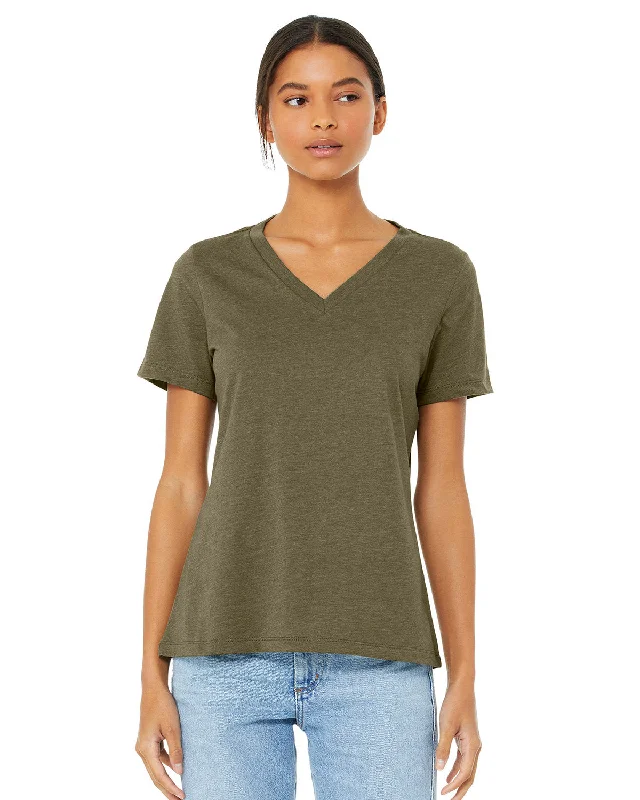 Chic Clothes For Women Bella + Canvas Ladies' Relaxed Heather CVC Jersey V-Neck Tee: Effortless Style and Comfort