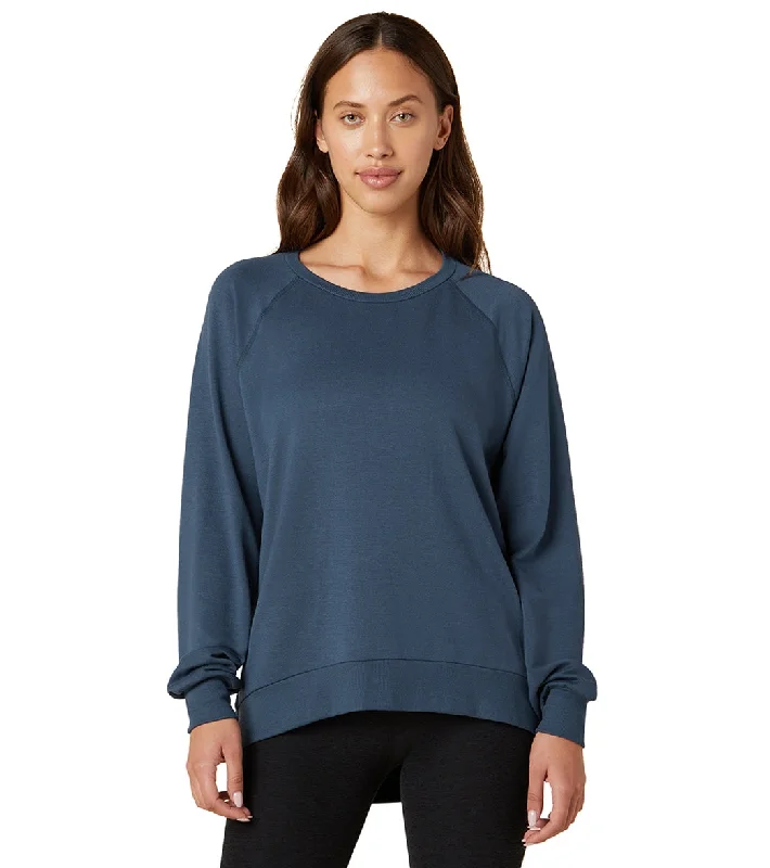 Women's Clothing For Outdoor Activities Beyond Yoga Cozy Fleece Saturday Oversized Pullover Mineral Blue