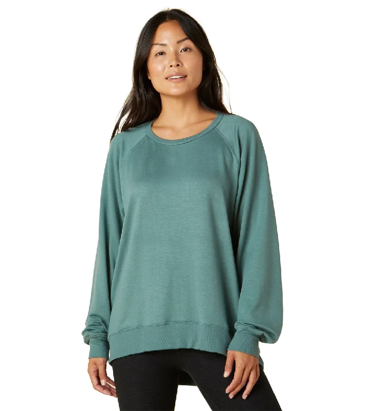 Casual Clothing For Women Beyond Yoga Cozy Fleece Saturday Oversized Pullover Rainforest Blue