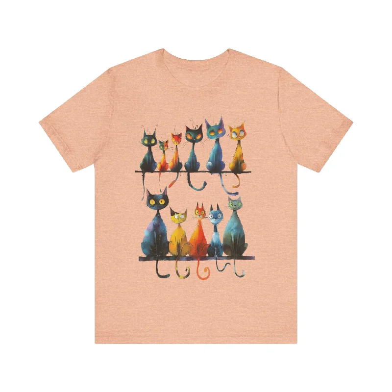 Women's Occasion Wear Clothes Colorful Cats T-Shirt