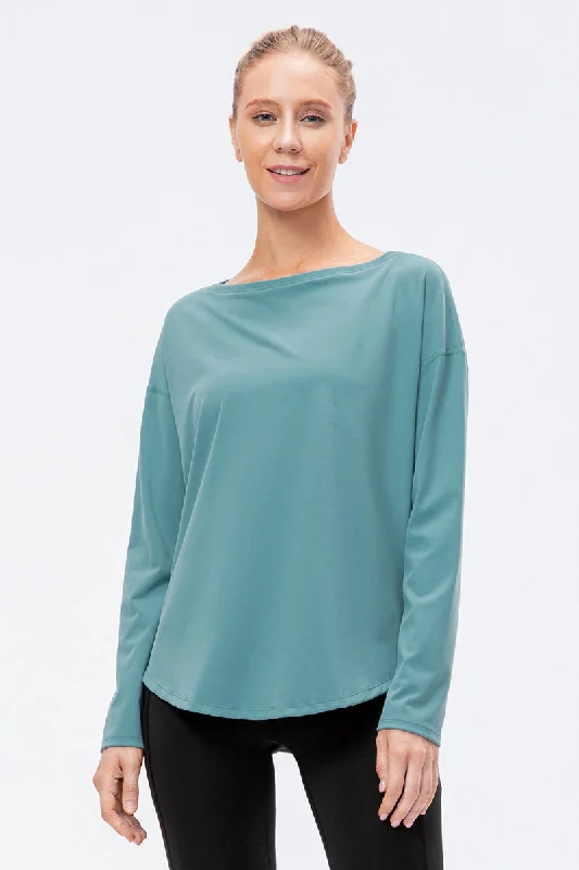 Plus Size Women's Fashion Boatneck Long Sleeve Shirts
