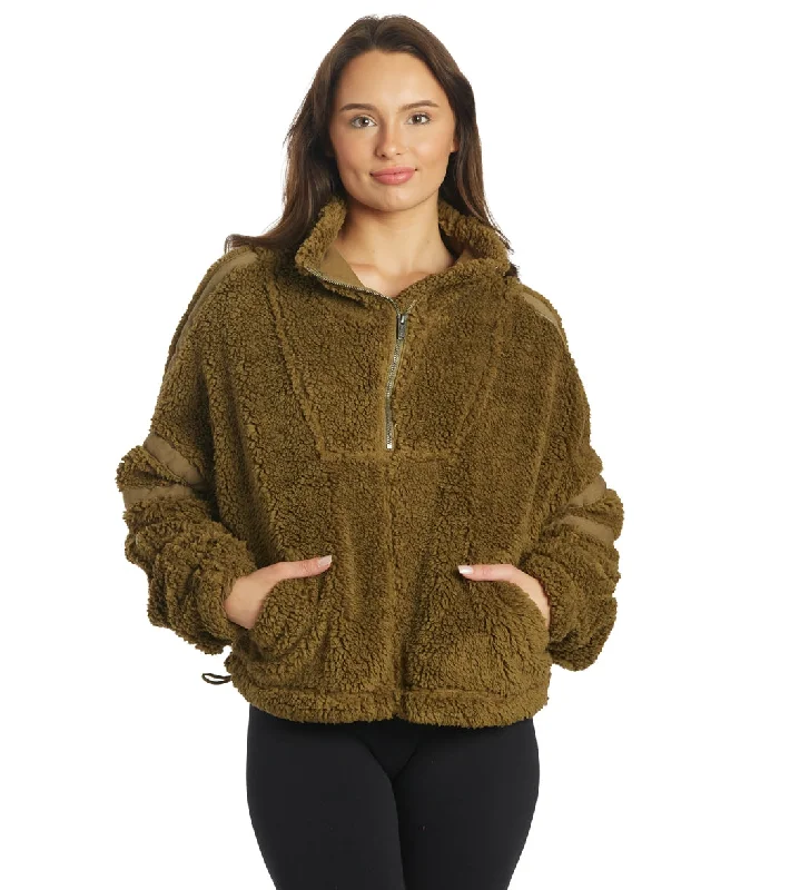 Casual Chic Free People Nantucket Fleece Pullover Army