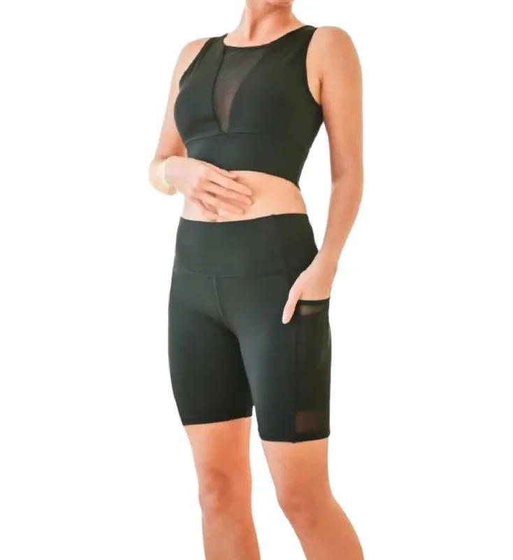 Women's Clothing For Outdoor Events Mesh Workout Outfit Set In Black