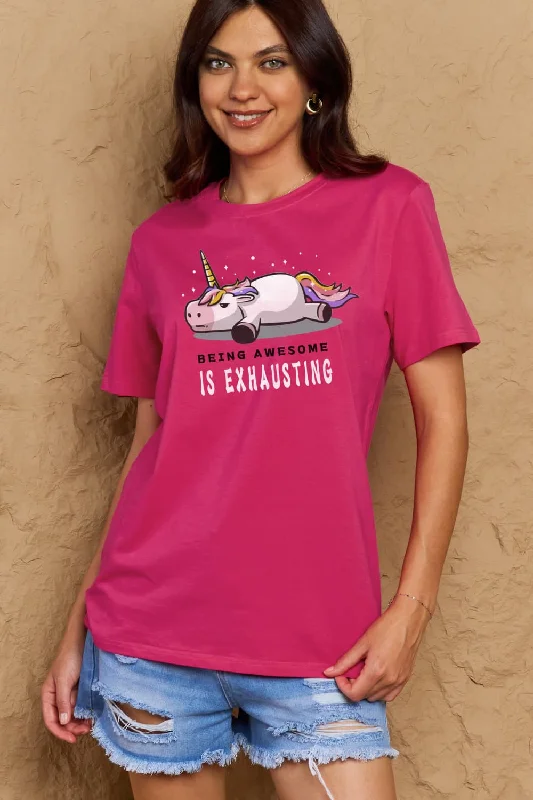 Stylish Loungewear for Women Simply Love Full Size BEING AWESOME IS EXHAUSTING Graphic Cotton Tee