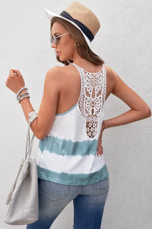 Fashionable Casual Tops Tie-Dye Crochet Spliced Cami