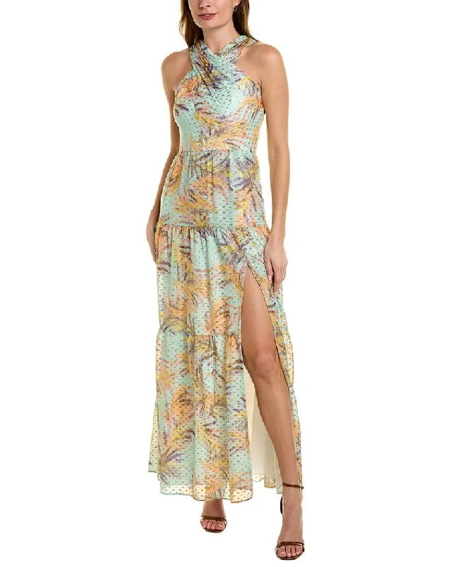 Women's Clothing Aidan by Aidan Mattox Halter Tiered Maxi Dress