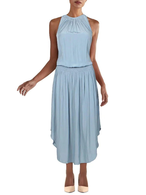 Women's Contemporary Clothing Audrey Womens Halter Drop Waist Midi Dress