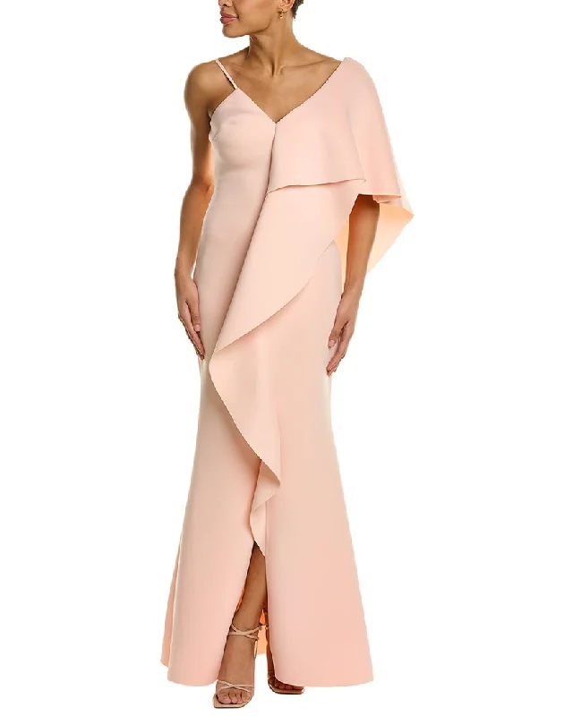 Stylish Outerwear Clothes For Women Badgley Mischka Scuba Ruffle Gown