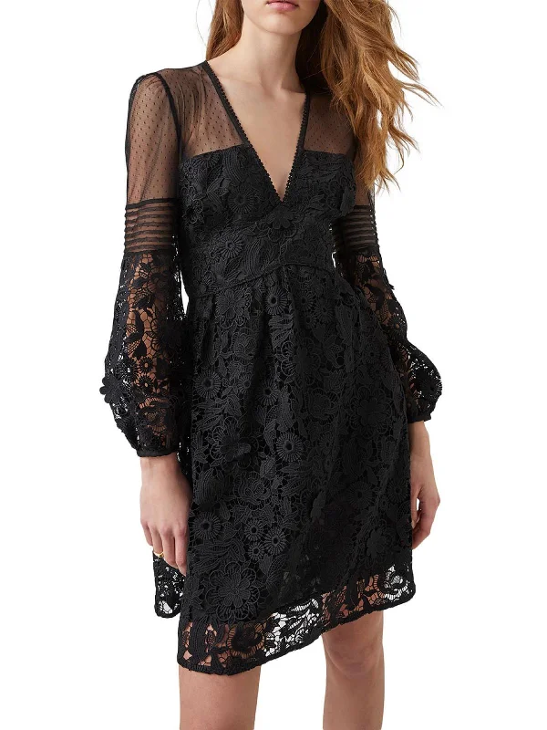 Comfortable Lounge Clothing Bilan Womens Lace Short Mini Dress