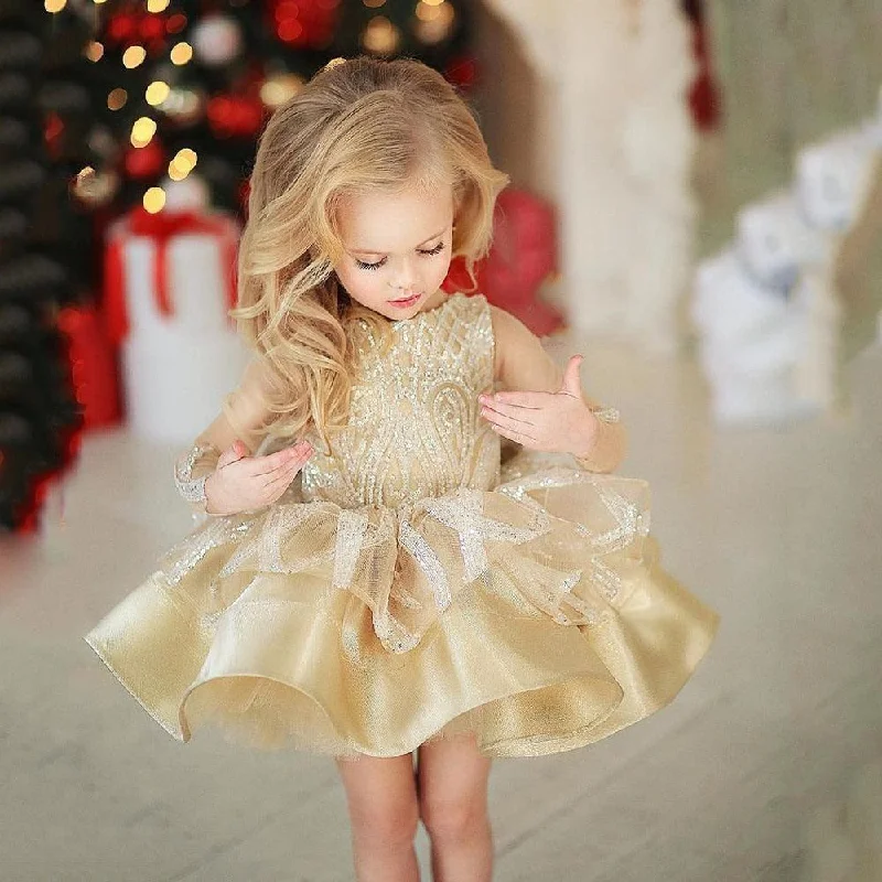 Women's Clothing Sets Champagne Baby Girl Tutu Dress - Elegant Infant Tutu Gown for Special Occasions