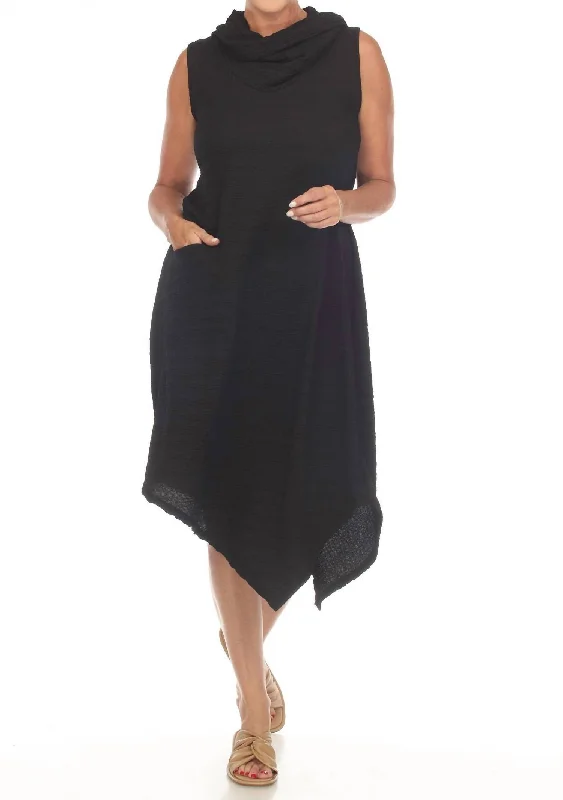 Fashionable Women's Wardrobe Cowl Neck Dress In Black
