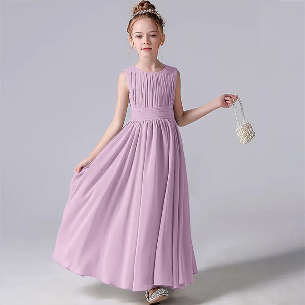 Women's Plus-Size Clothes Chiffon Pleated Flower Girl Dresses