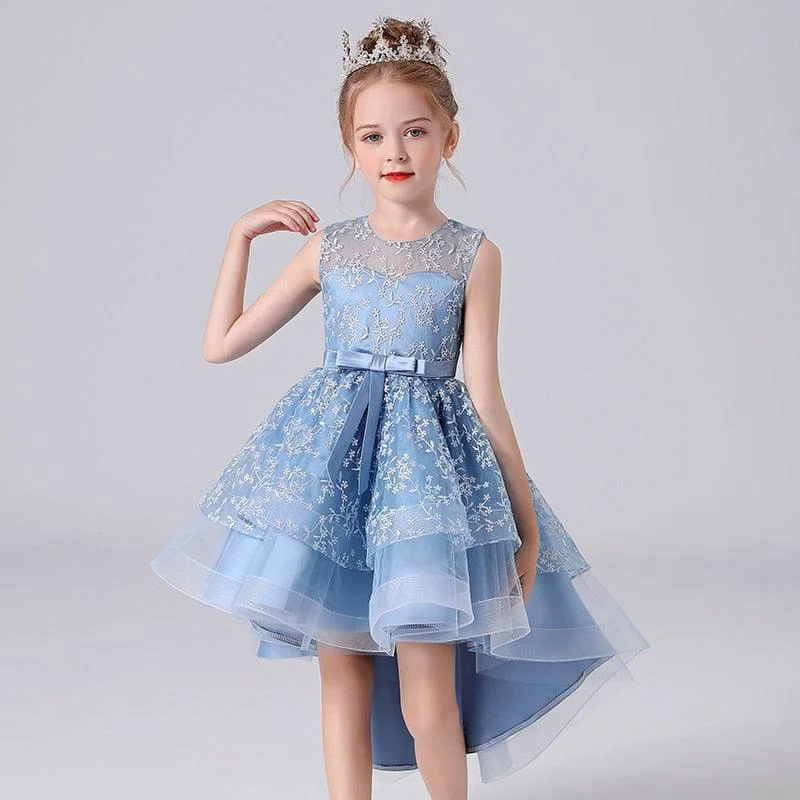 Women's Formal Event Clothing Elegant Princess Sleeveless Lace Embroidery Girls Dress