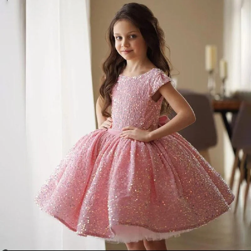 Classic Clothes For Women Formal Pink Sequins Party Dresses for Girl