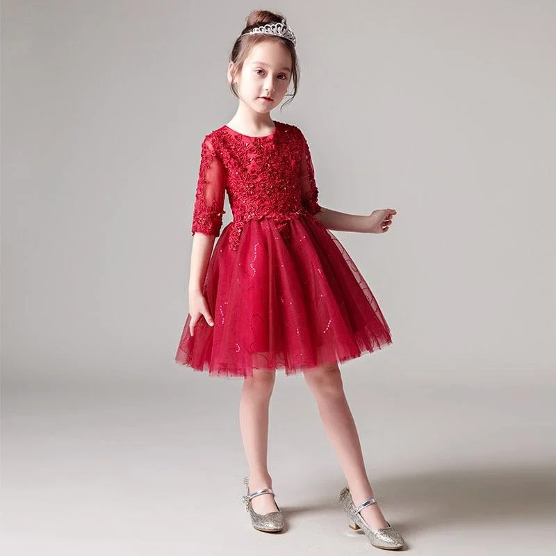 Women's Vintage Clothes Half Sleeves Flower Girls Party Dresses