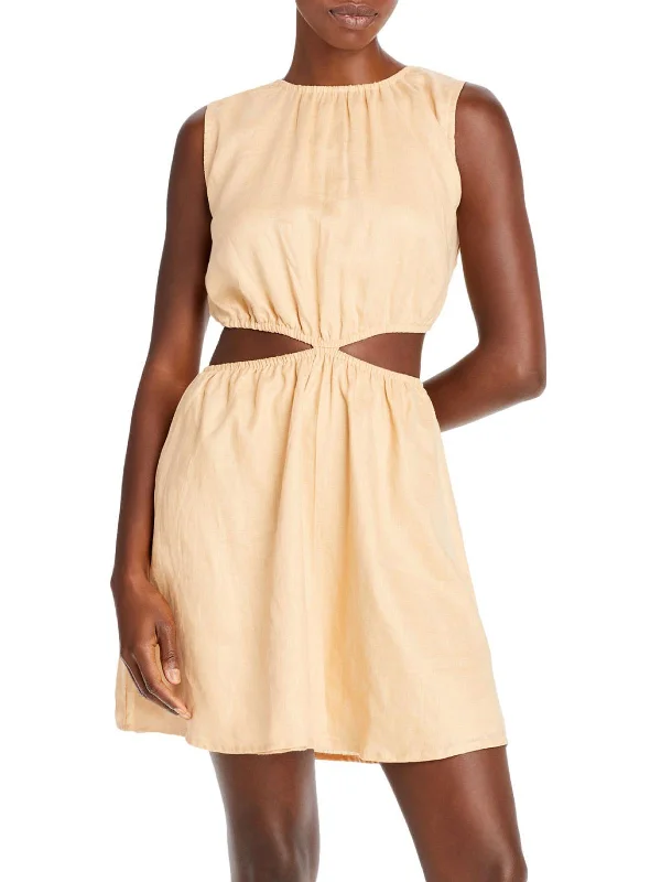 Women's Urban Clothing La Pineta Womens Linen Cut-Out Mini Dress