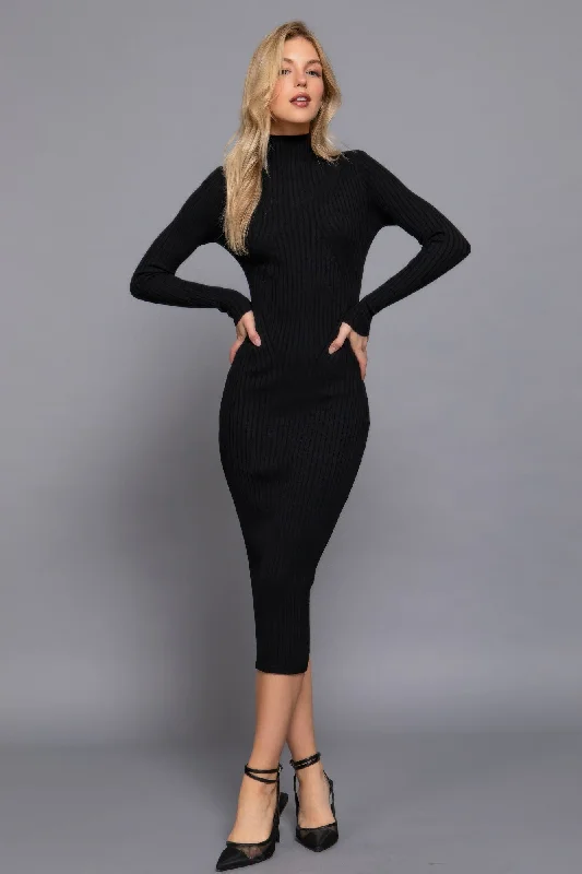 Women's Trendy Clothes Long Sleeve High Neck Sweater Long Dress