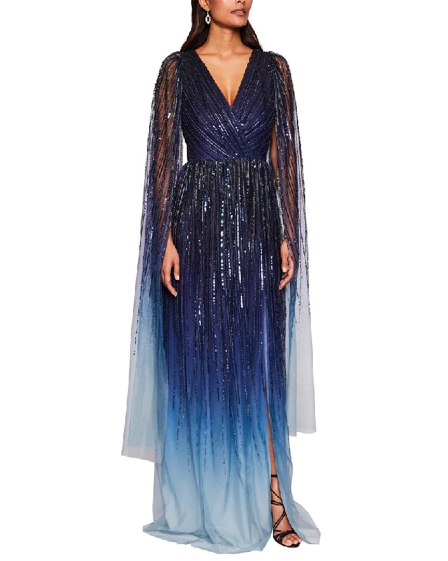 Special Offers Marchesa Notte V-Neck Caped Gown
