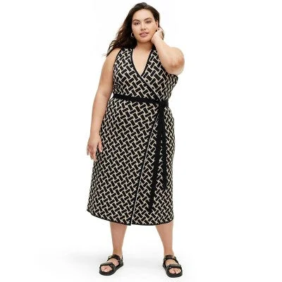 Women's Fashion Clothing New - Diane von Furstenberg Women's Collared Sleeveless Midi Wrap Dress Women's Fashion Clothing New - Diane von Furstenberg Women's Collared Sleeveless Midi Wrap Dress