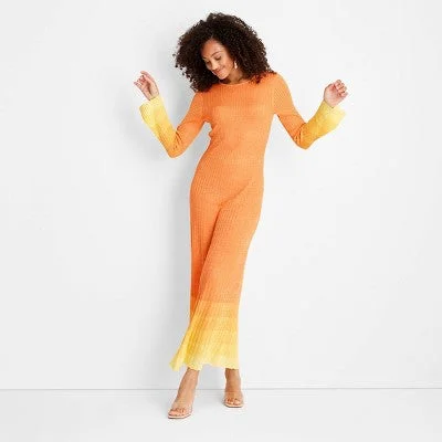Relaxed Fit Women's Fashion Open Box - Women's Long Sleeve Open Back Maxi Dress - Future Collective with Jenee Naylor Orange Ombre XXS Relaxed Fit Women's Fashion Open Box - Women's Long Sleeve Open Back Maxi Dress - Future Collective with Jenee Naylor Orange Ombre XXS