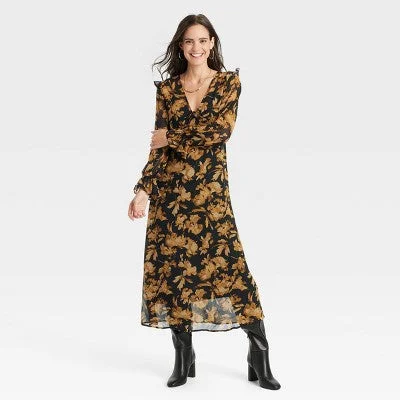 Stylish Everyday Clothing Open Box - Women's Long Sleeve Sheer Maxi Dress - A New Day Stylish Everyday Clothing Open Box - Women's Long Sleeve Sheer Maxi Dress - A New Day