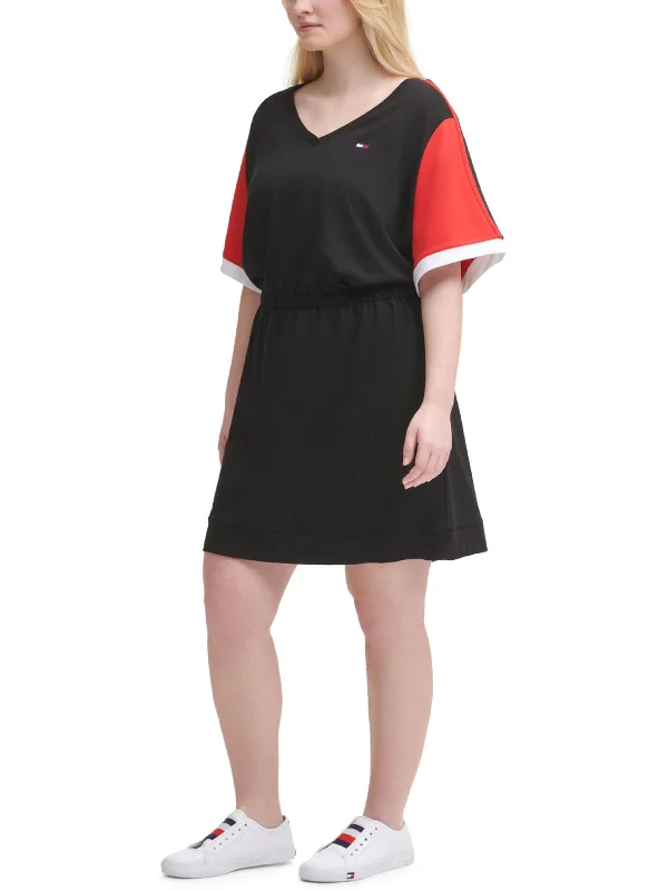 Charming Everyday Clothing For Women Plus Womens Colorblock Short T-Shirt Dress