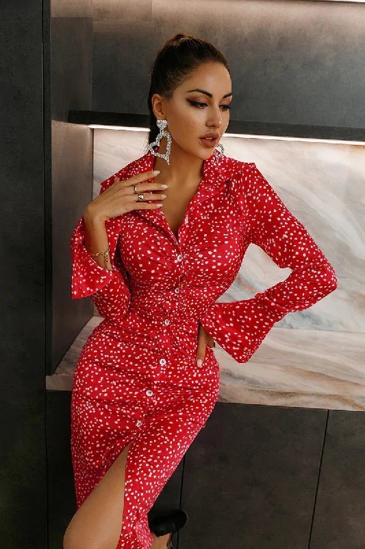 Classic Clothes For Women Polka dot Satin dress