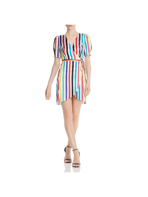 Sustainable Fashion Clothing For Women Rainbow Womens Striped Casual Wrap Dress