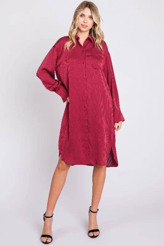 Women's Clothing For Outdoor Events Red Striped Shirt Dress