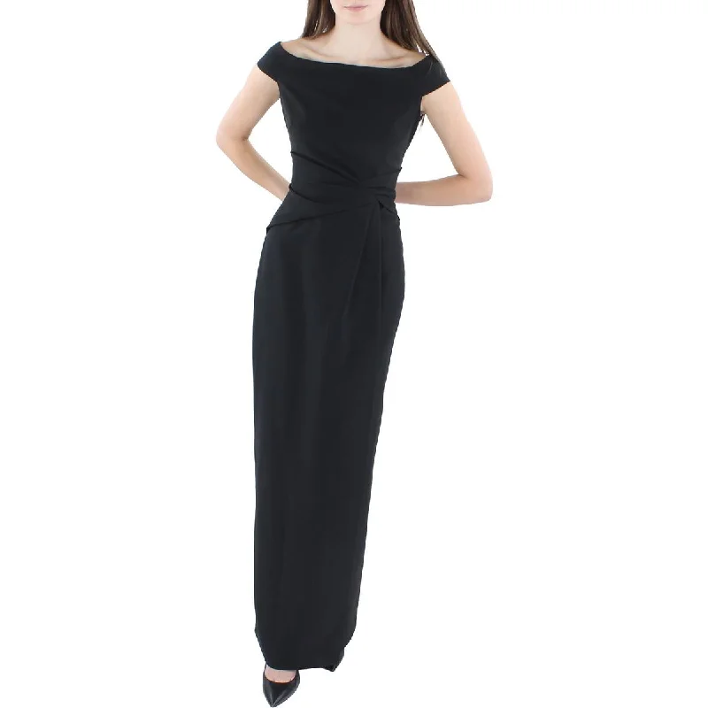 Women's Formal Event Clothing Saran Womens Faux-Wrap Maxi Evening Dress