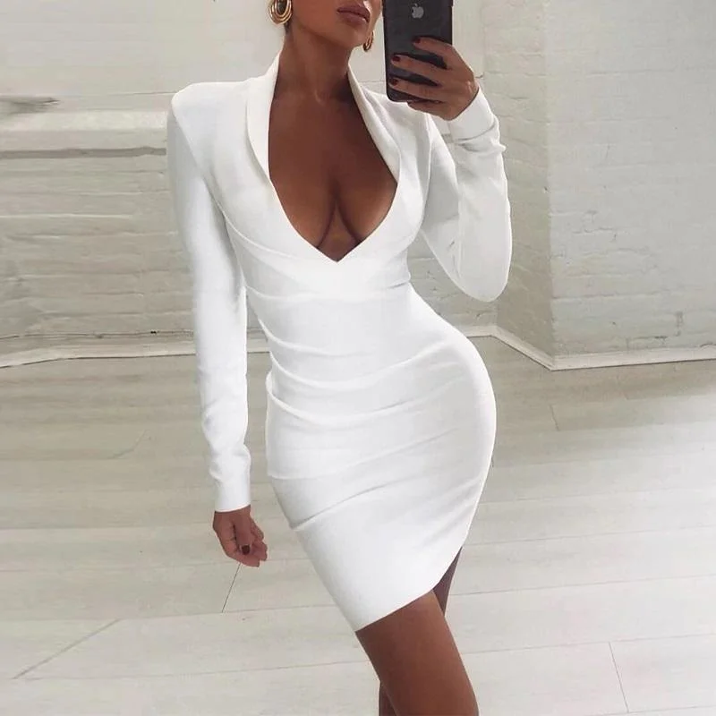 Fashionable Women's Clothes V-neck Bodycon Dress