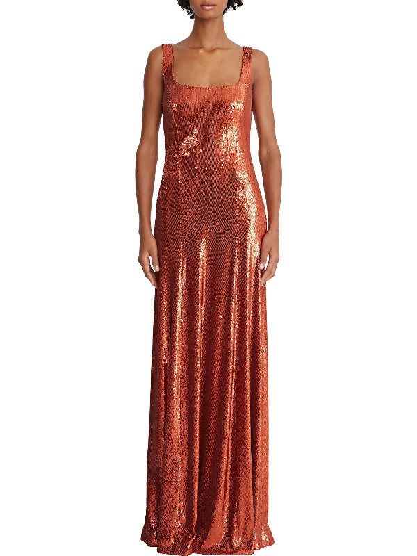 Women's Clothing For Holiday Travel Victoria Womens Sequined Tank Evening Dress