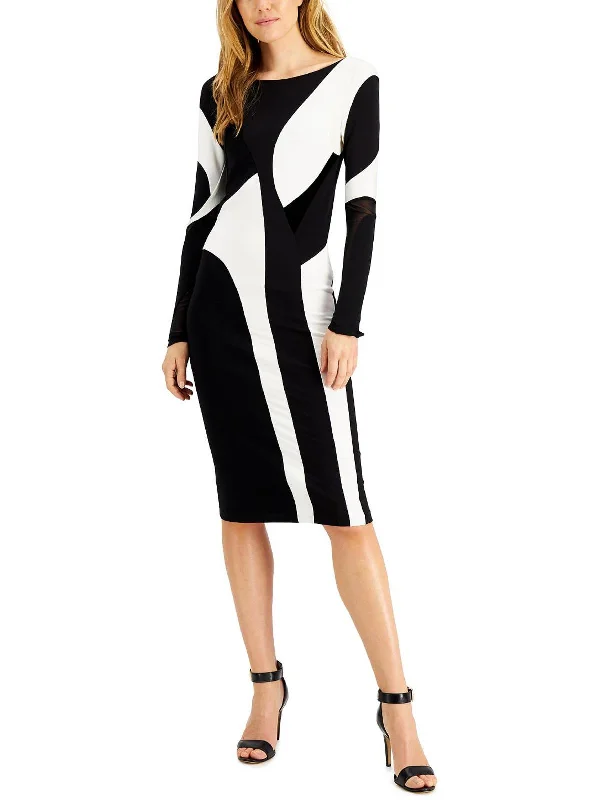 Women's Cozy Clothes Womens Colorblocked Long Sleeve Bodycon Dress