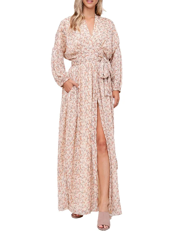 Women's Casual Wear Clothes Womens Floral Print Maxi Wrap Dress