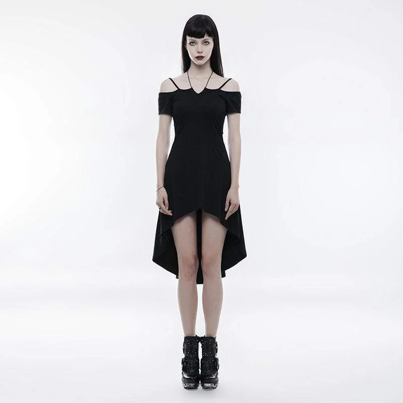 Women's Clothing For Outdoor Activities Women's Goth Off Shoulder High/low Black Little Dresses