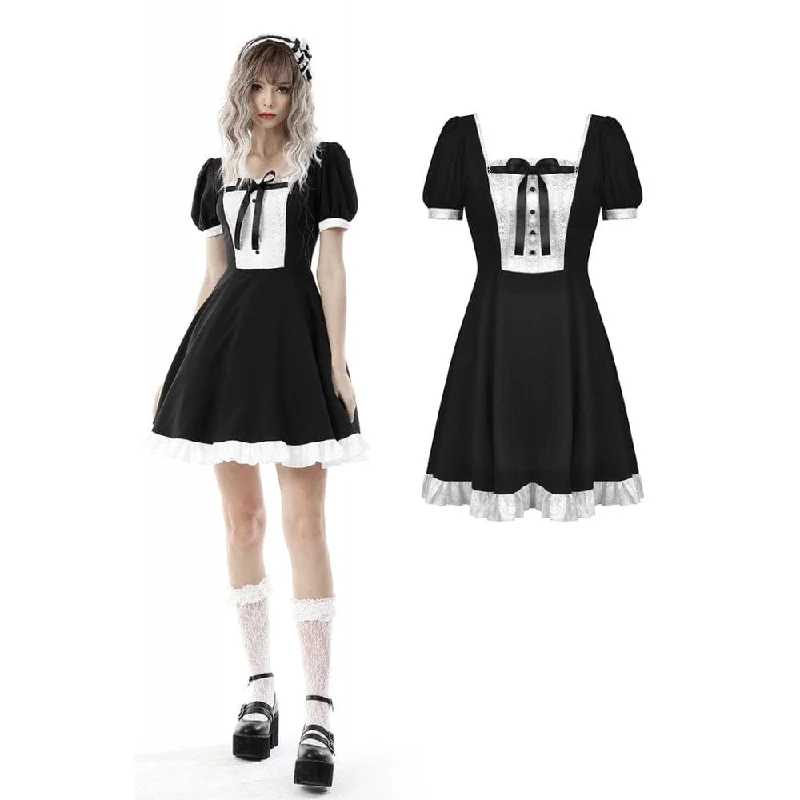 Women's High-Fashion Clothes Women's Lolita Puff Sleeved Maid Dress Cosplay Costume