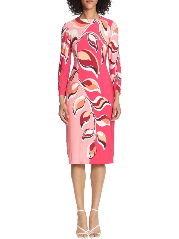 Women's Trendy Clothing Womens Printed Mid Calf Sheath Dress